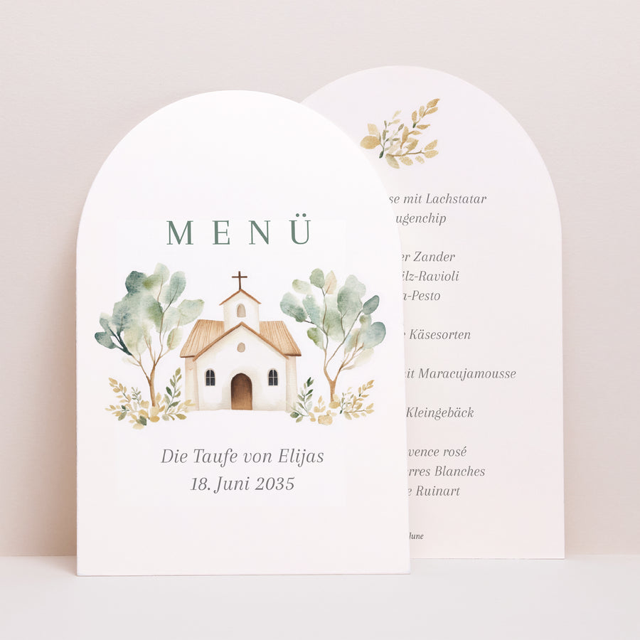 Menükarte Taufe Arche Schöne Kirche foto