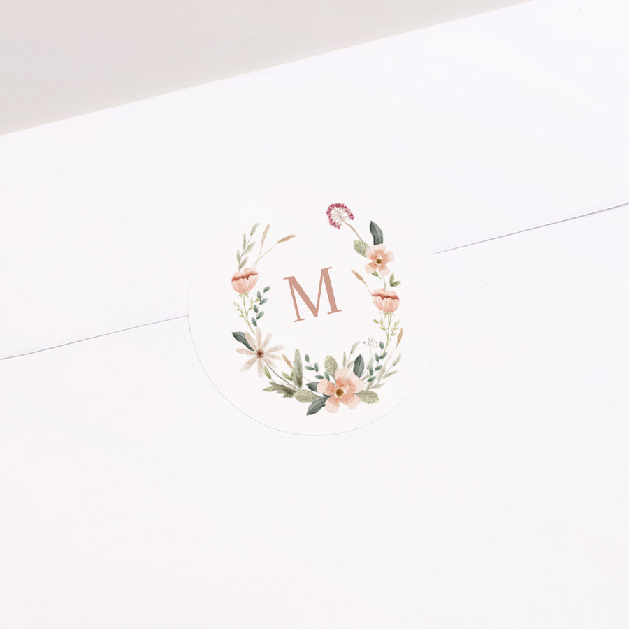 Sticker Taufe Rund Blumenkranz foto