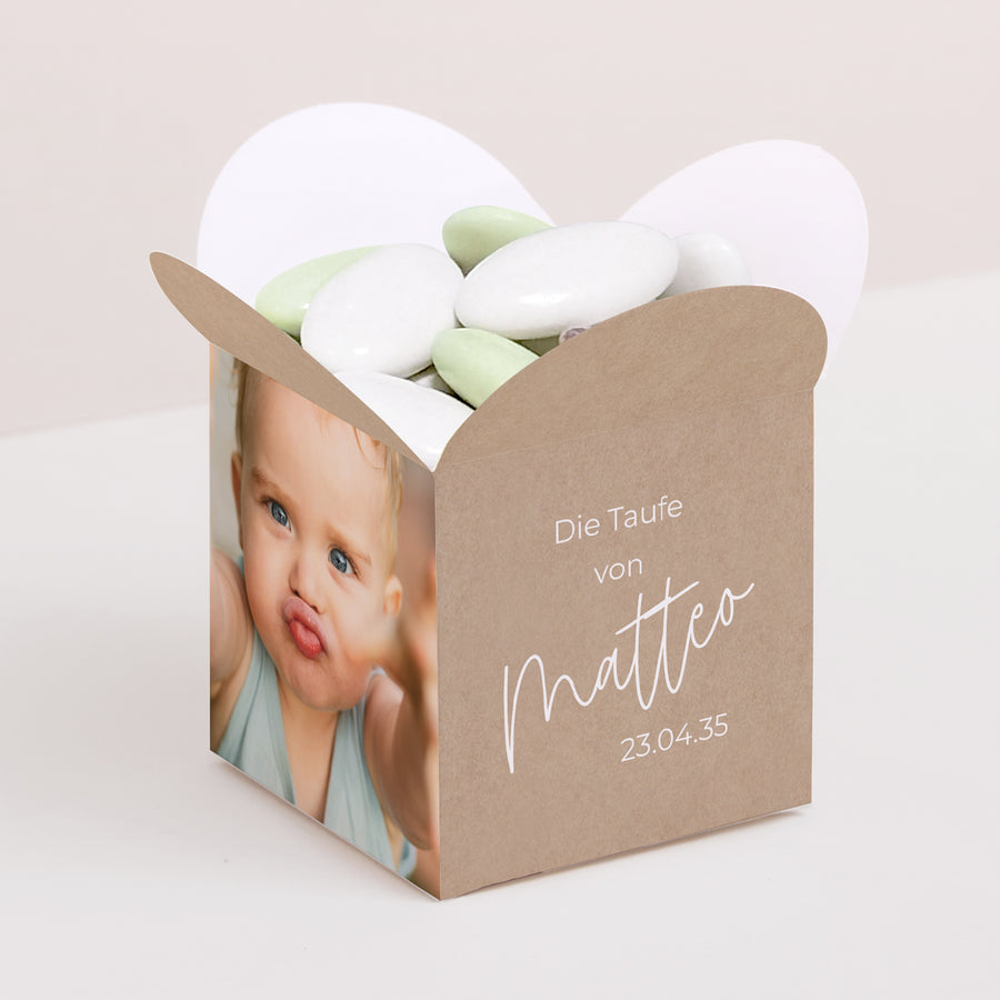 Geschenkbox Taufe Schmetterlingsöffnung Einzelbaby foto