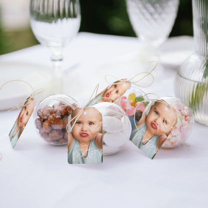Geschenkbox Taufe Ball mit Wimpel-Etikett Einzelbaby foto N° 2