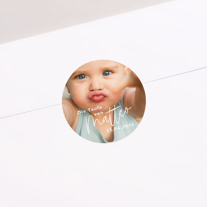 Sticker Taufe Rund Einzelbaby foto N° 1