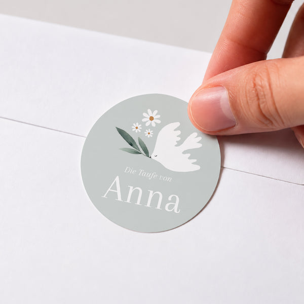 Sticker Taufe Rund Poetisches Herz foto