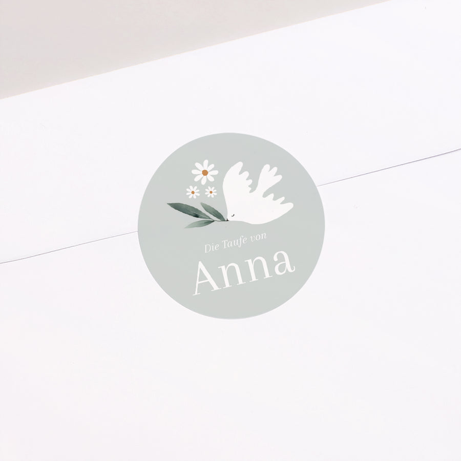 Sticker Taufe Rund Poetisches Herz foto