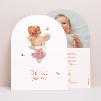 Dankeskarte Geburt Kleine Arche Lilli die Maus foto N° 1