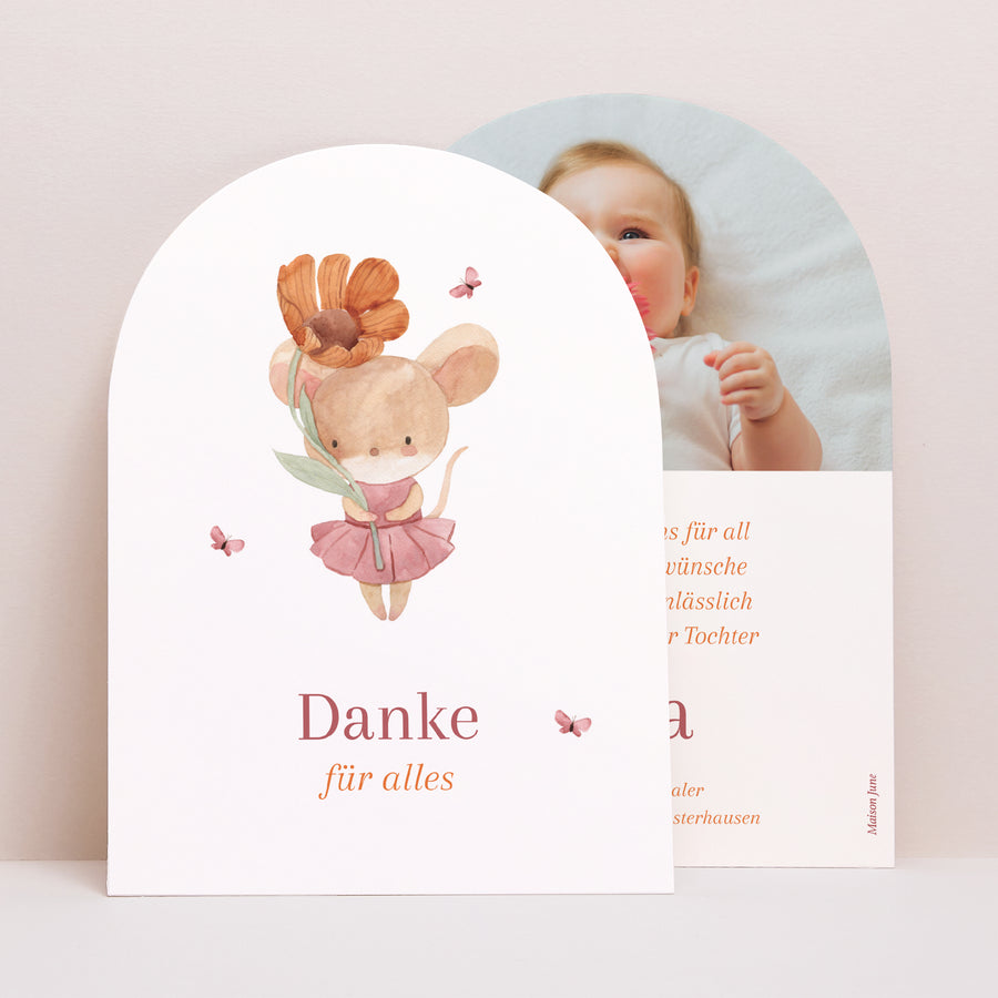 Dankeskarte Geburt Kleine Arche Lilli die Maus foto