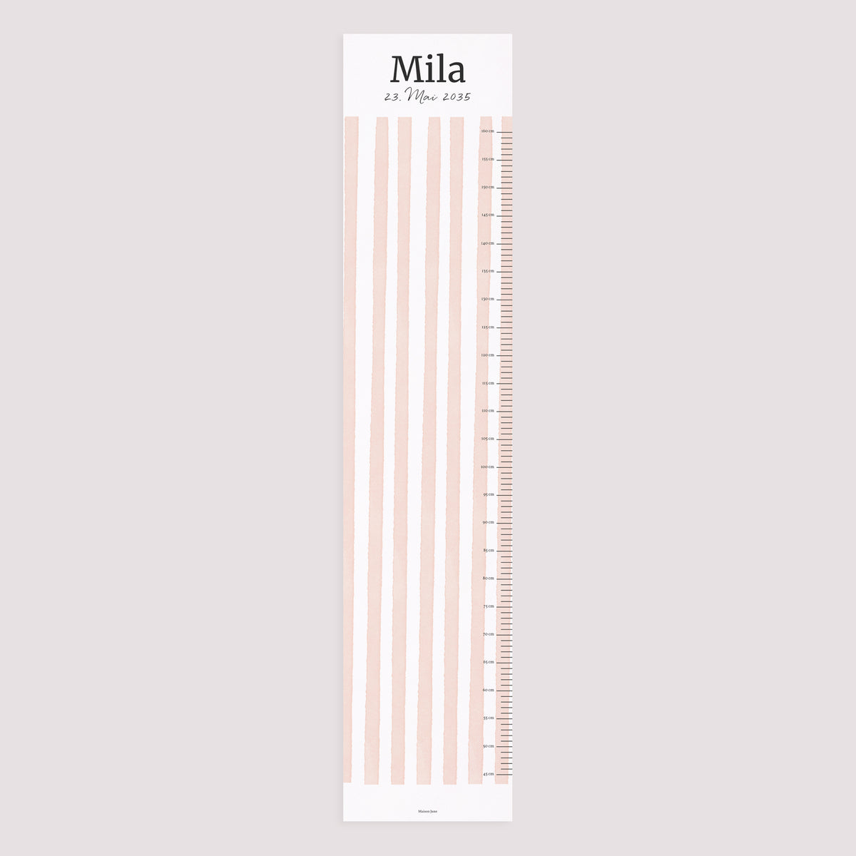 Kindermesslatte Geburt Papier Hellrosa Streifen foto N° 5