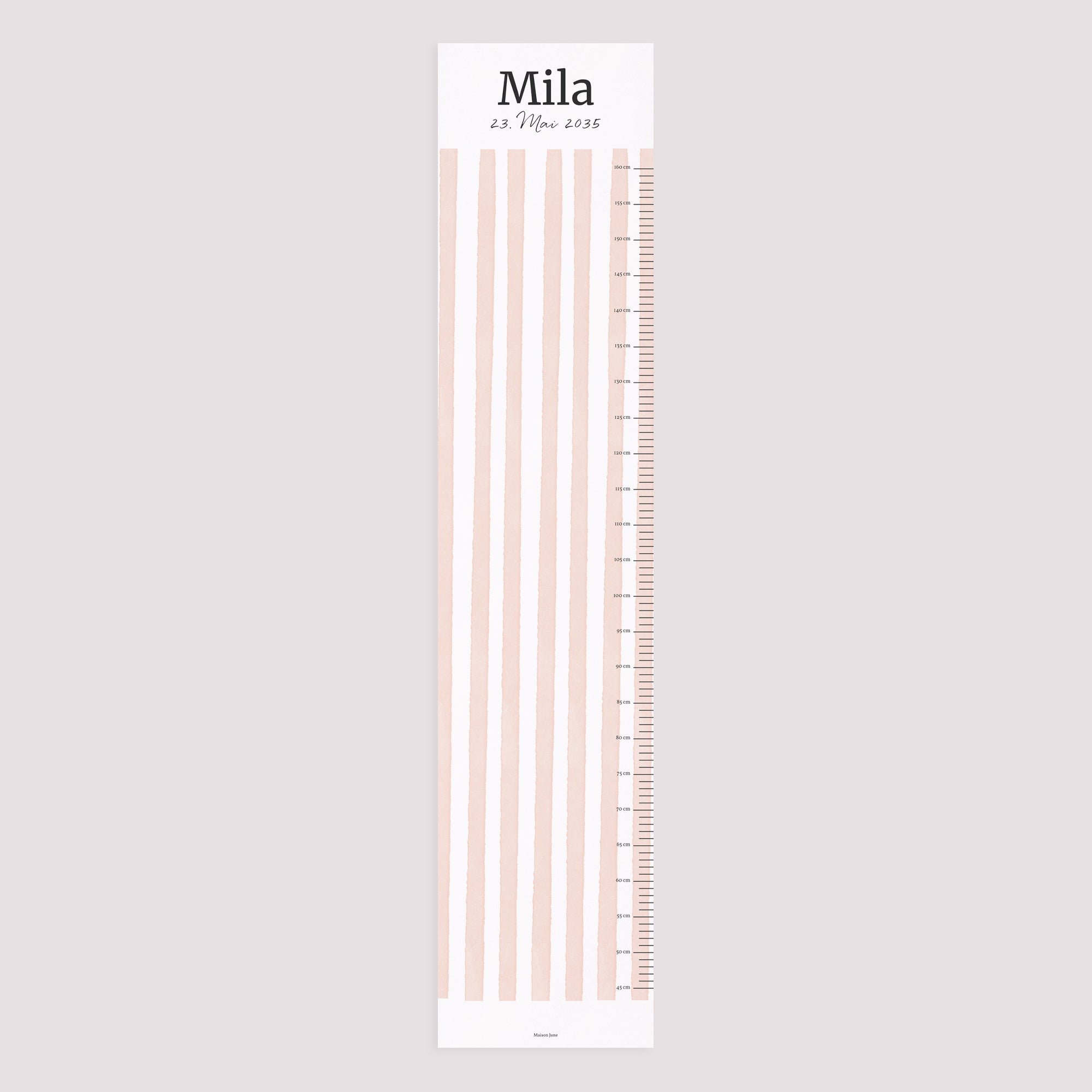 Kindermesslatte Geburt Papier Hellrosa Streifen foto N° 5