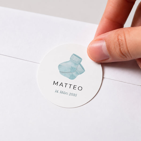 Sticker Geburt Rund Im Laufe der kleinen Maschen foto
