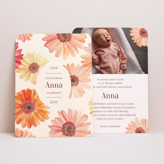 Geburtskarte Porträt, abgerundete Kanten Ein Liebesblatt foto