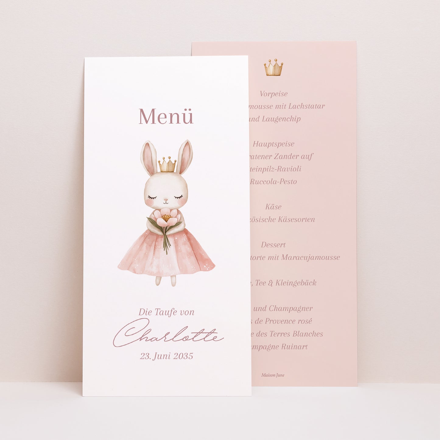 Menükarte Taufe Panoramatisches Porträt Prinzessin des geheimen Gartens foto N° 1