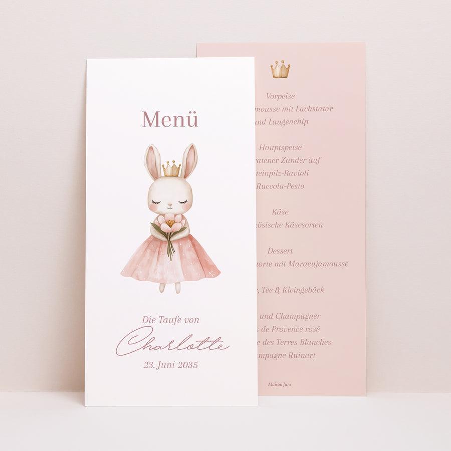 Menükarte Taufe Panoramatisches Porträt Prinzessin des geheimen Gartens foto
