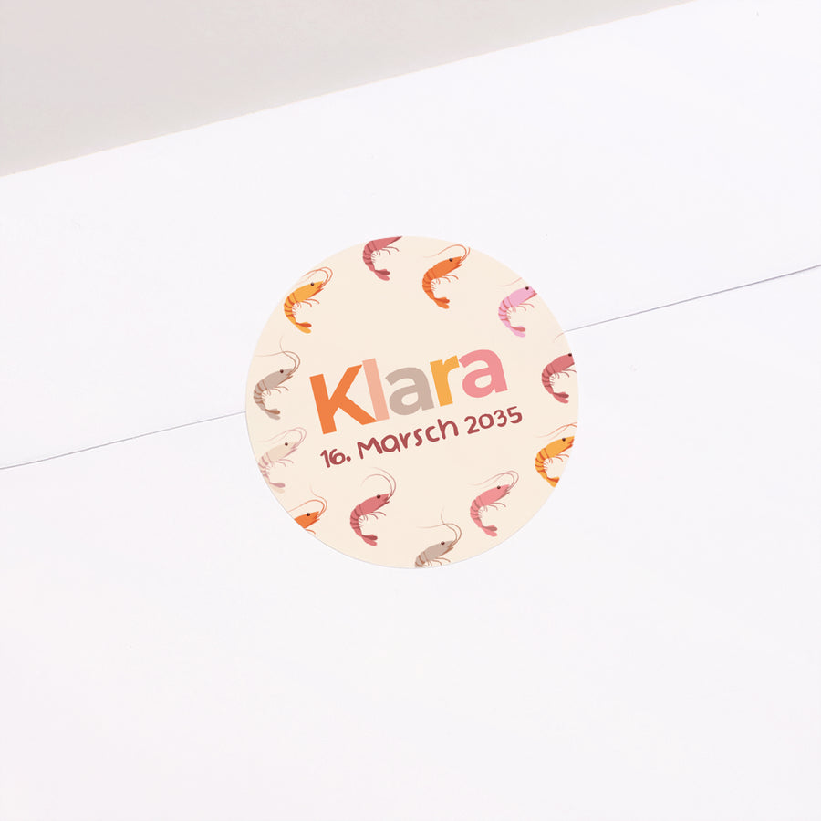 Sticker Geburt Rund Liebesgarnele foto