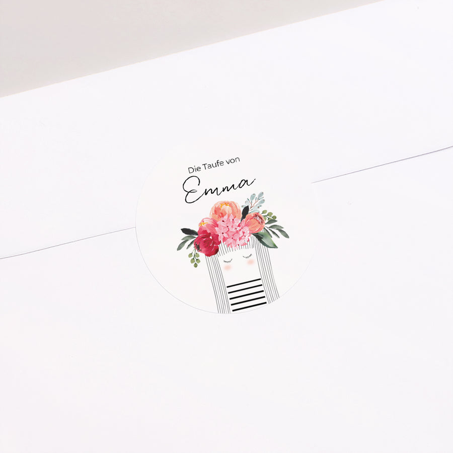 Sticker Taufe Rund Kleine gesegnete Blume foto