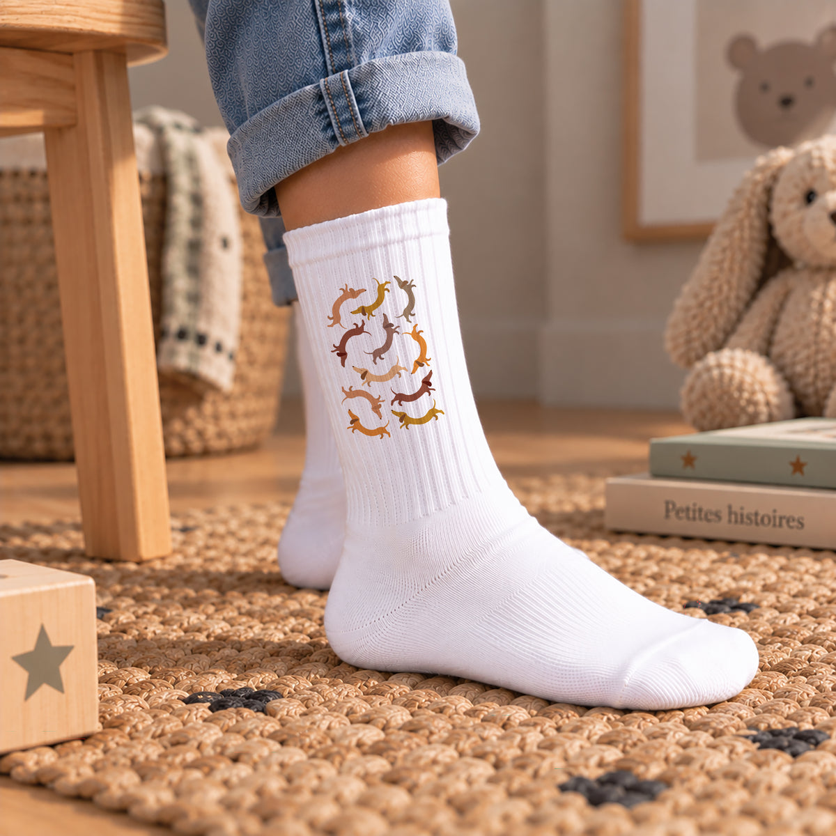 Kindersocken Geburt Weiße Hot Dog foto N° 2