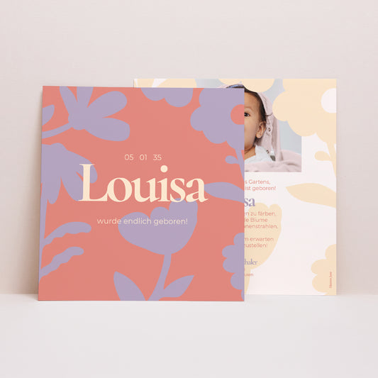 Geburtskarte Quadrat Babyblume foto