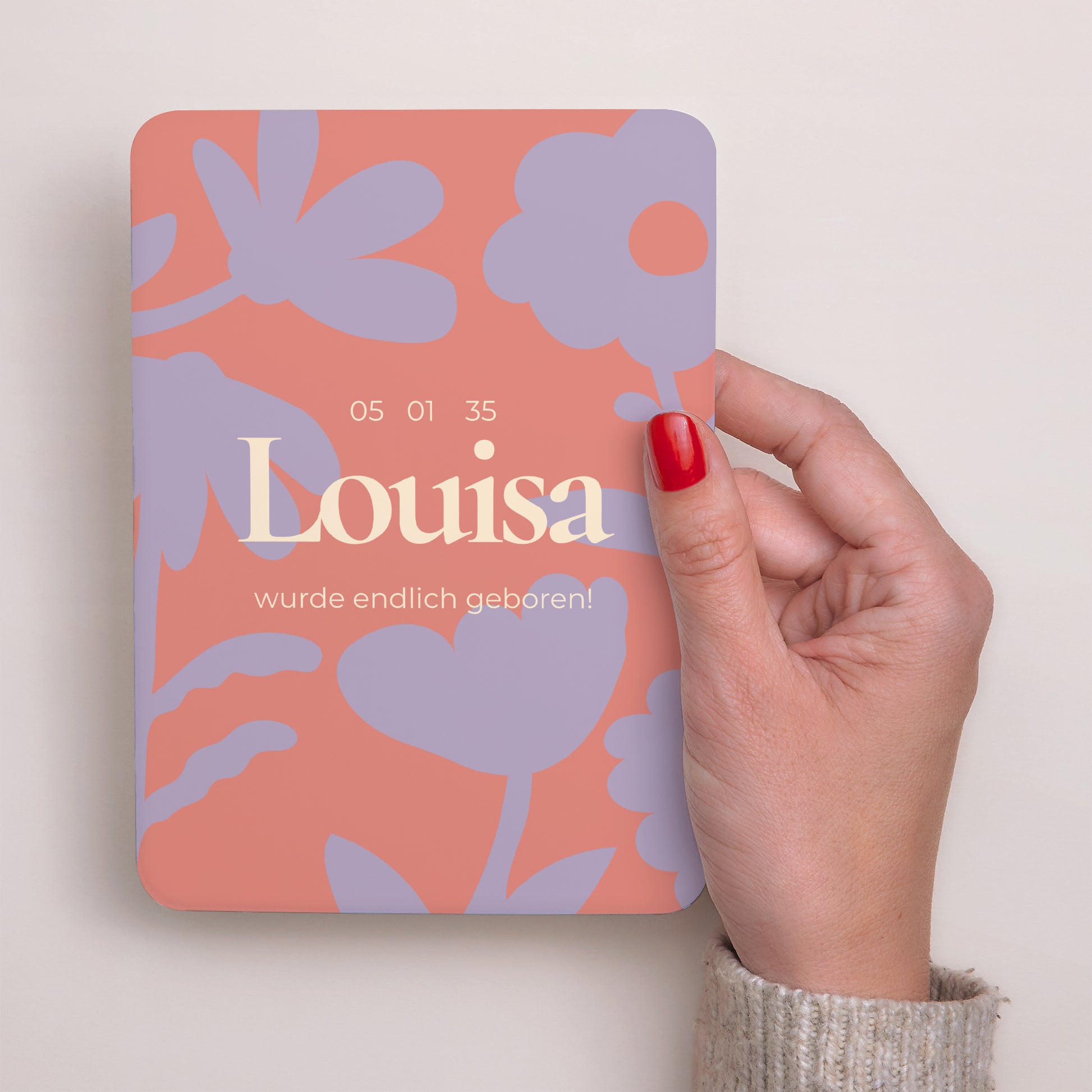 Geburtskarten Porträt, abgerundete Kanten Babyblume foto N° 2