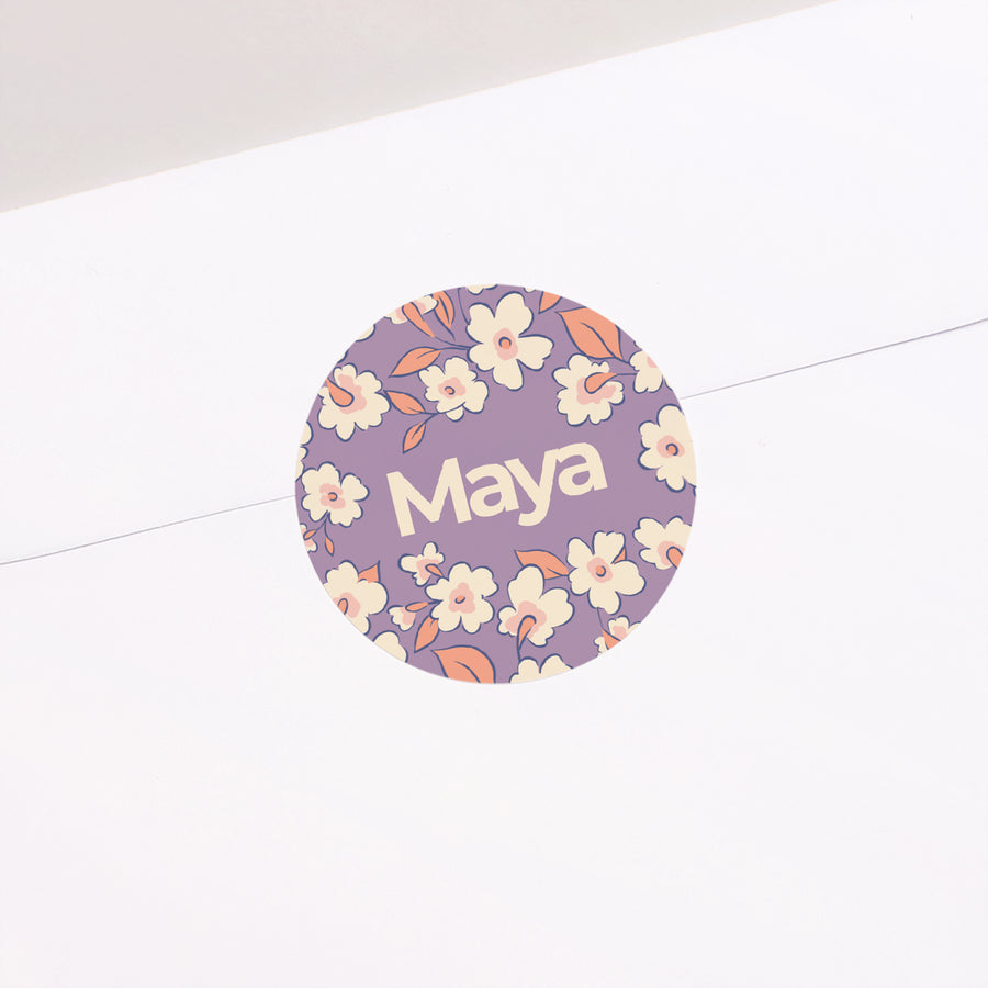 Sticker Geburt Rund Blumig foto