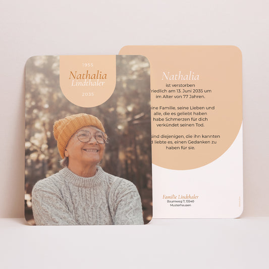 Trauerkarte Porträt, abgerundete Kanten In Erinnerung an Dich foto