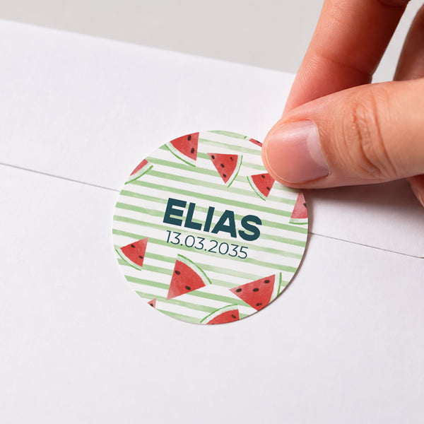 Sticker Geburt Rund Kleine Wassermelone foto