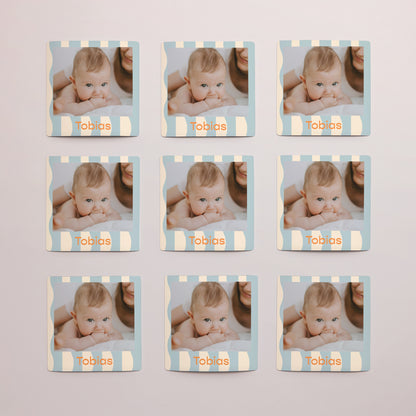 Dankeskarte Geburt Satz von 9, magnetisch. Blaue Wellen foto N° 3