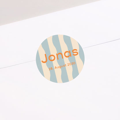 Sticker Geburt Rund Blaue Wellen foto N° 1