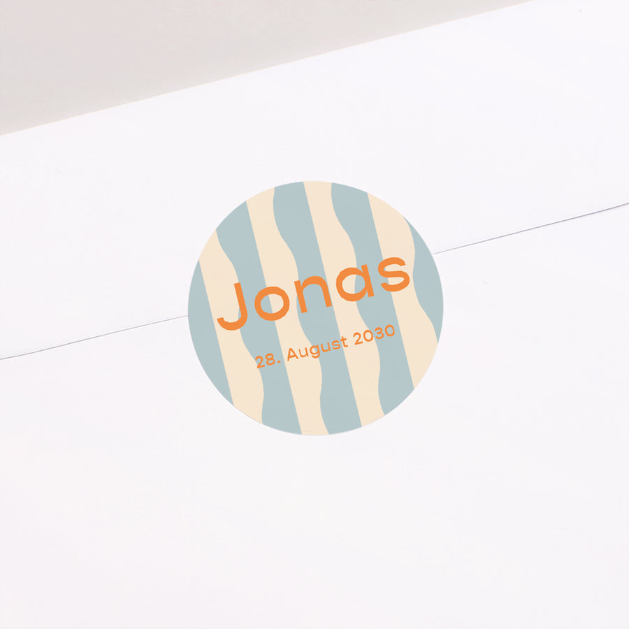 Sticker Geburt Rund Blaue Wellen foto