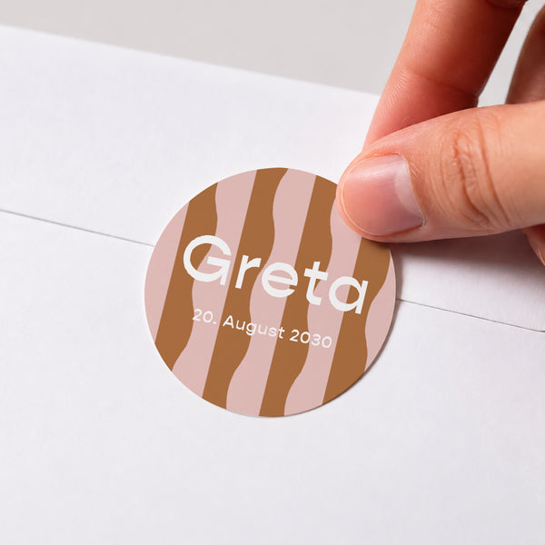 Sticker Geburt Rund Rosa Wellen foto