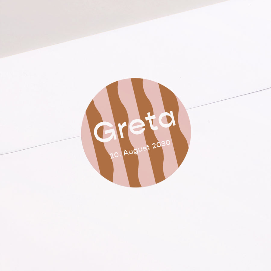 Sticker Geburt Rund Rosa Wellen foto