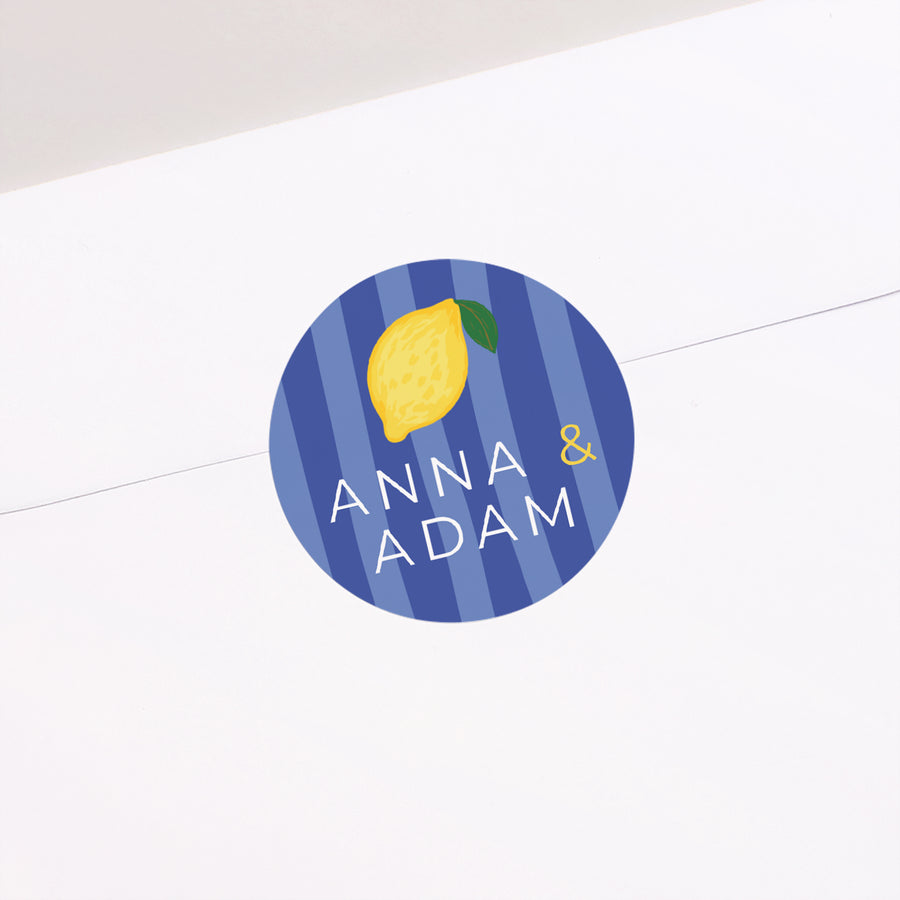 Sticker Hochzeit Rund Ein Hauch von Mittelmeer foto