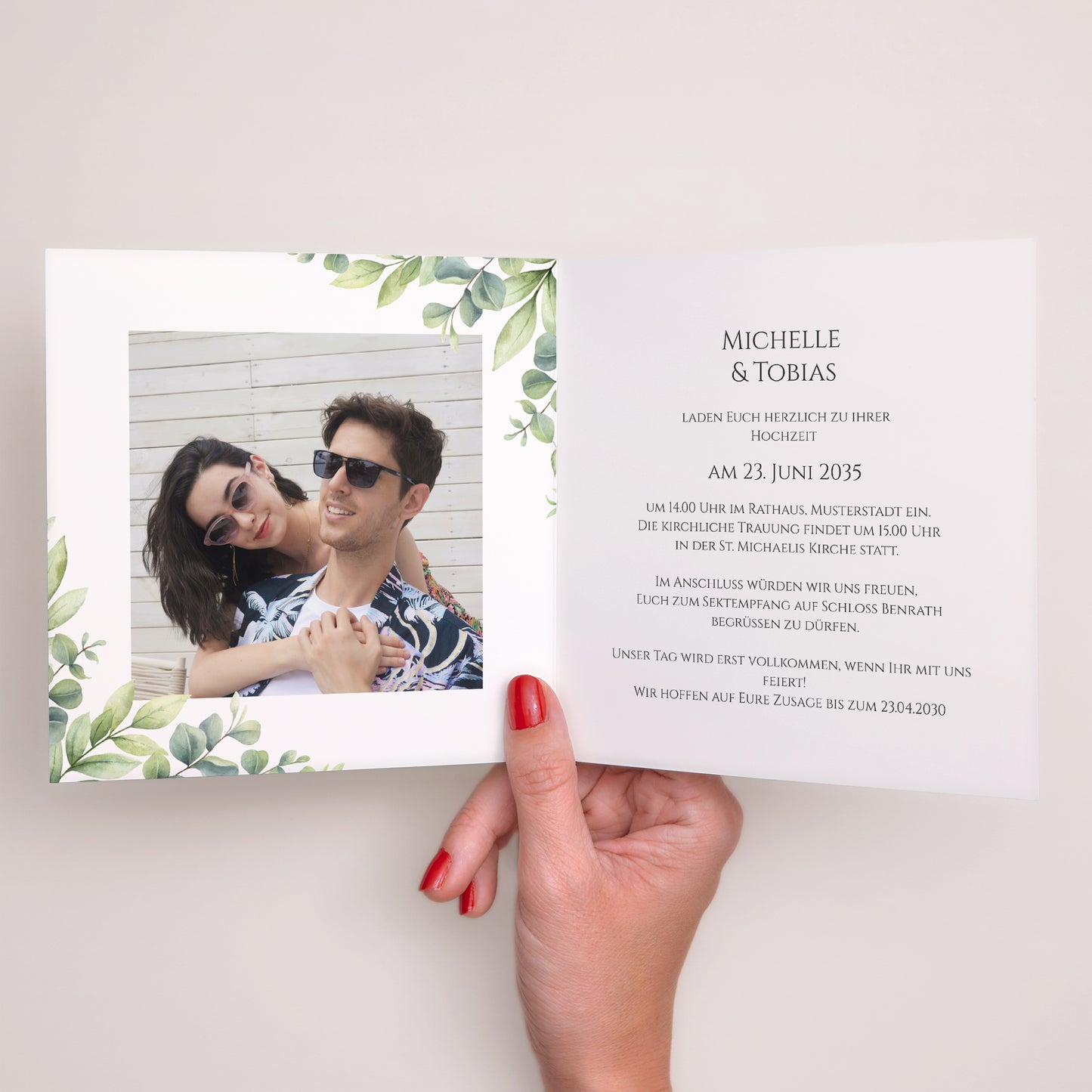 Hochzeitseinladung Doppelflügelfenster foto N° 2