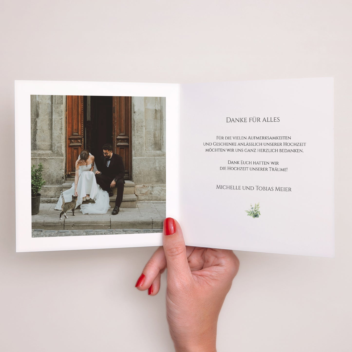 Dankeskarte Hochzeit Doppelflügelfenster foto N° 2