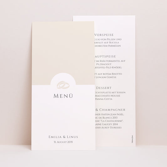 Menükarte Hochzeit Panoramatisches Porträt Sanfte Harmonie foto