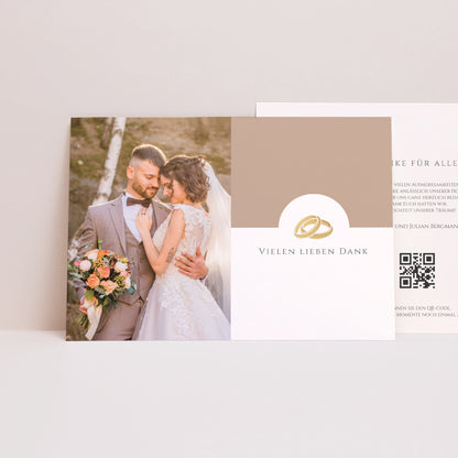 Dankeskarte Hochzeit Landschaft Sanfte goldene Harmonie foto N° 1