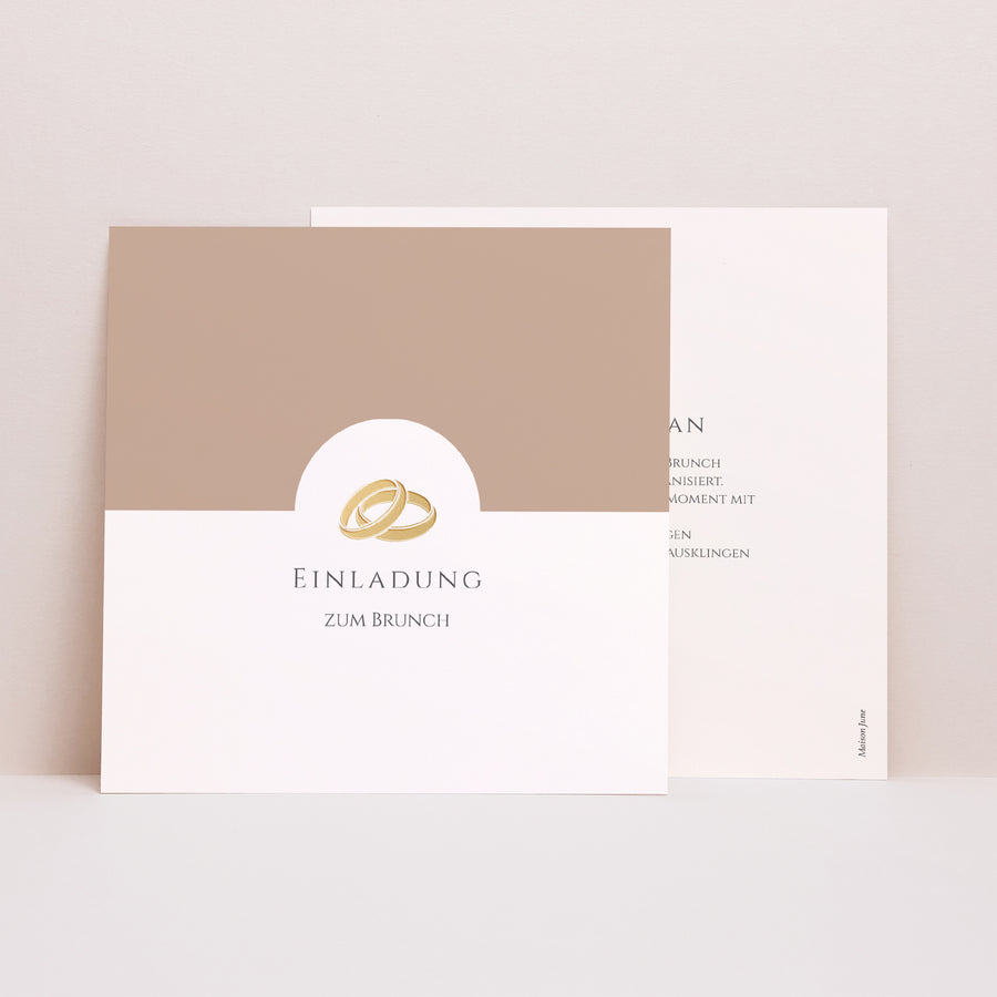 Beilegekarte Hochzeit Einfaches Quadrat Sanfte goldene Harmonie foto