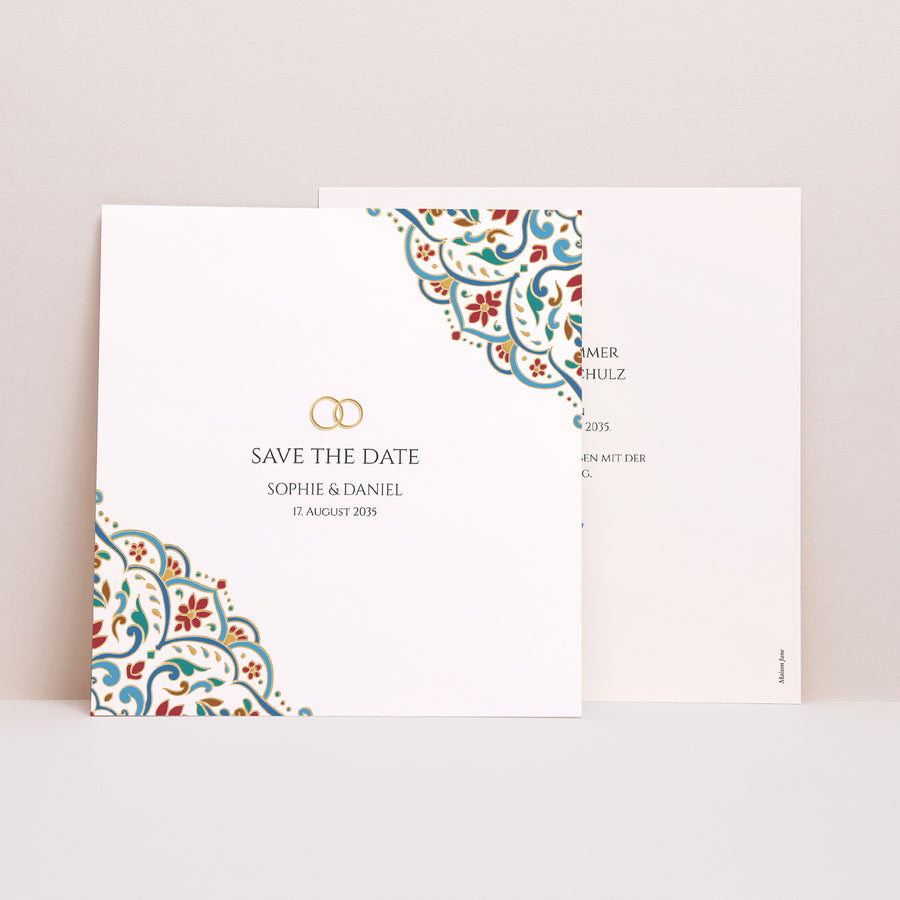 Save the date Karte Hochzeit Quadrat Liebe aus dem Osten foto