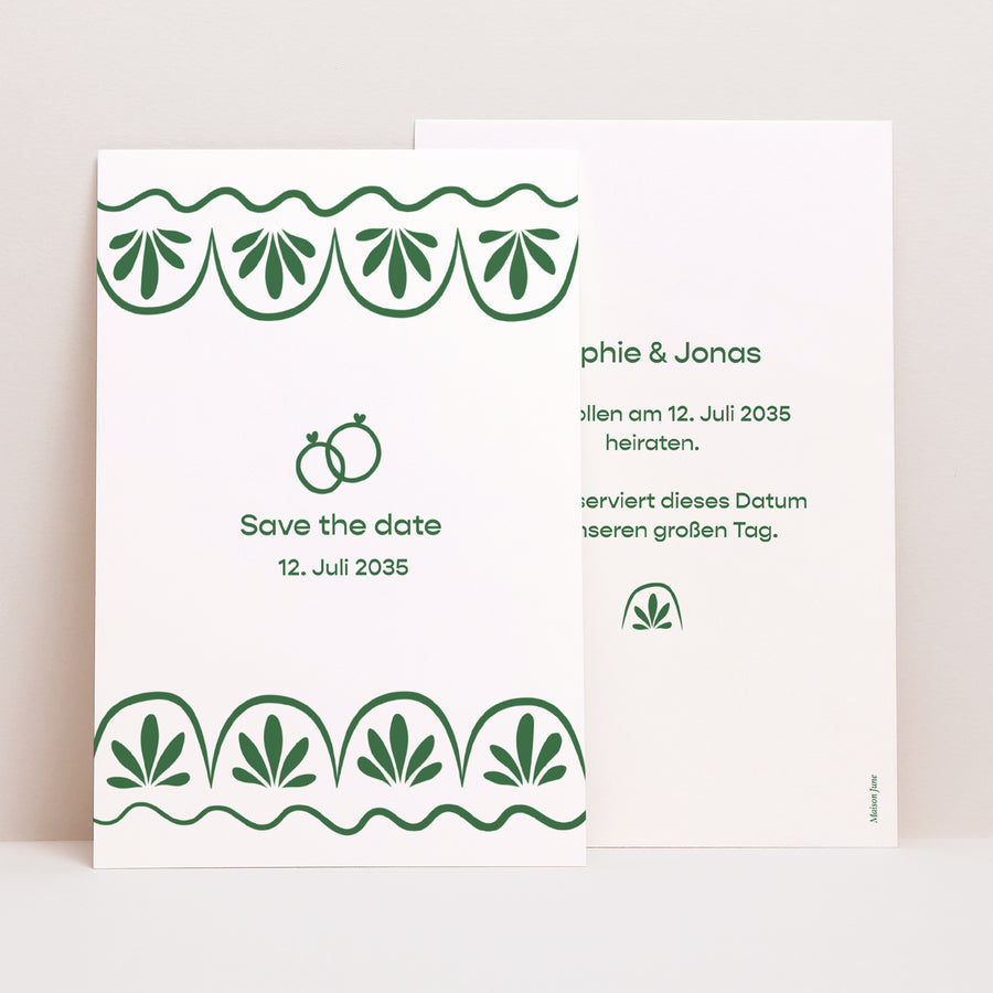 Save the date Karte Hochzeit PortraitPorträt Botanische Hochzeiten foto