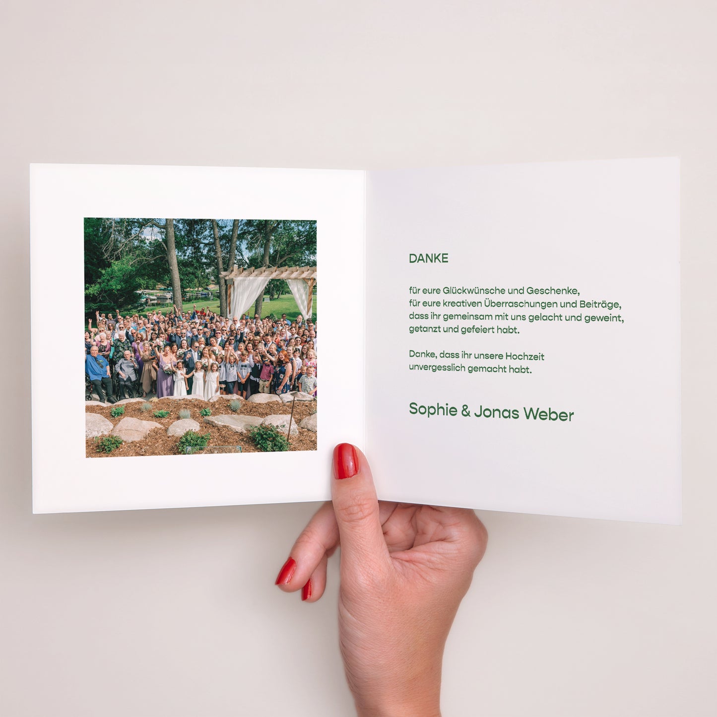 Dankeskarte Hochzeit Doppelflügelfenster Botanische Hochzeiten foto N° 2