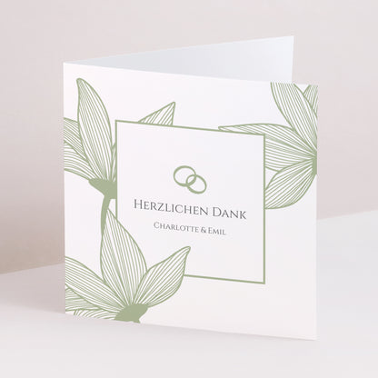 Dankeskarte Hochzeit Doppelflügelfenster Blüten der Eleganz foto N° 1