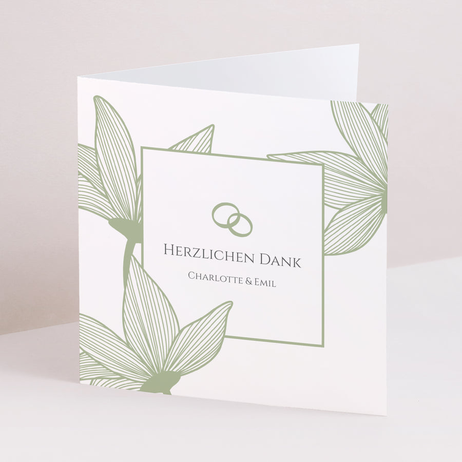 Dankeskarte Hochzeit Doppelflügelfenster Blüten der Eleganz foto