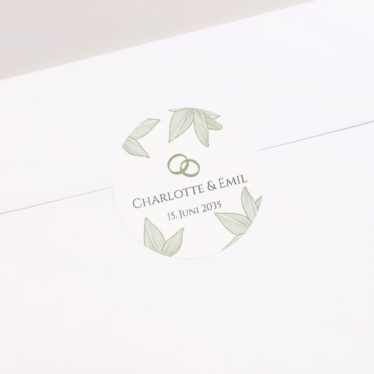 Sticker Hochzeit Rund Blüten der Eleganz foto