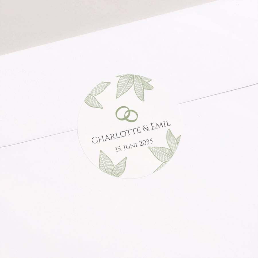 Sticker Hochzeit Rund Blüten der Eleganz foto