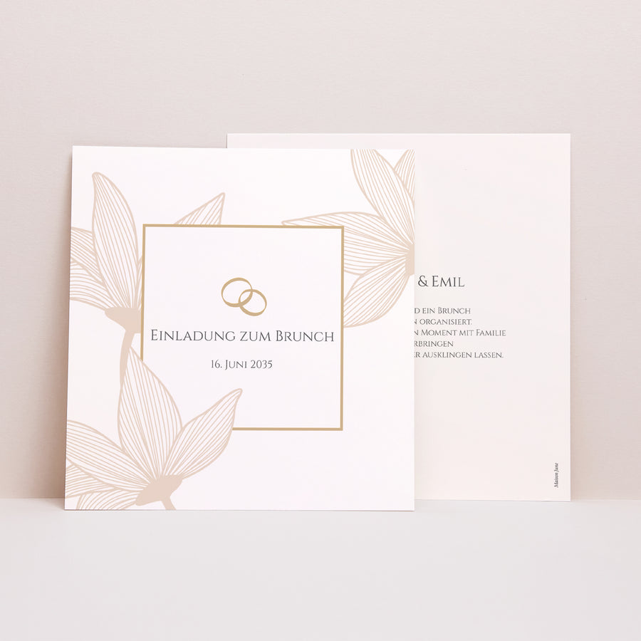 Beilegekarte Hochzeit Quadrat Blumen der goldenen Eleganz foto
