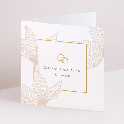 Hochzeitseinladung Doppelflügelfenster Blumen der goldenen Eleganz foto N° 1