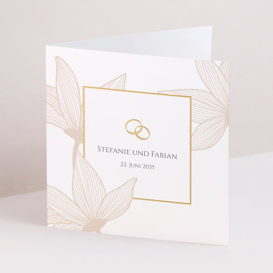 Hochzeitseinladung Doppelflügelfenster Blumen der goldenen Eleganz foto