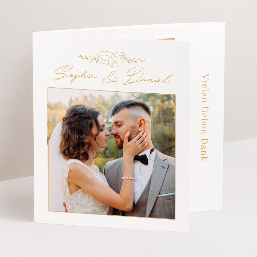 Dankeskarte Hochzeit Asymmetrisches Triptychon Liebesallianzen foto