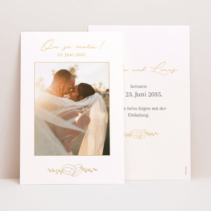 Save the date Karte Hochzeit PortraitPorträt Liebesallianzen II foto N° 1