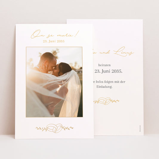 Save the date Karte Hochzeit PortraitPorträt Liebesallianzen II foto