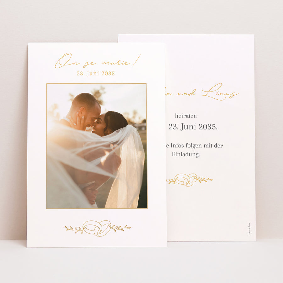 Save the date Karte Hochzeit PortraitPorträt Liebesallianzen II foto