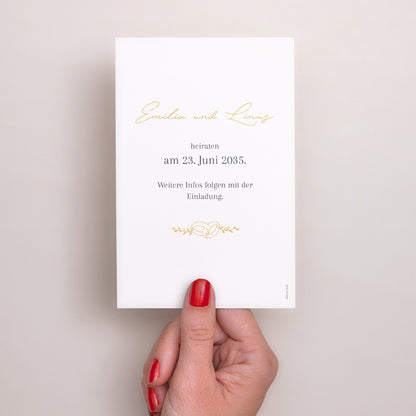 Save the date Karte Hochzeit PortraitPorträt Liebesallianzen II foto N° 3