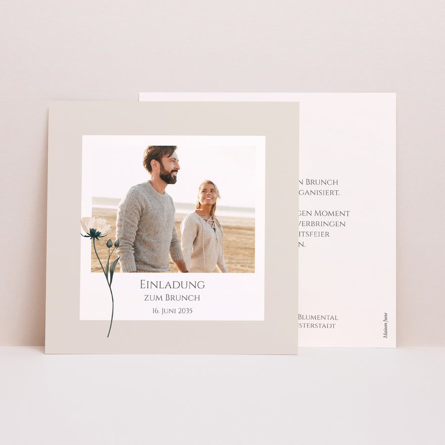 Beilegekarte Hochzeit Einfaches Quadrat Süße Blumen foto